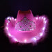 Cowboy Cowgirl LED Light-Up Hat with Feathers and Crown - White or Pink 6