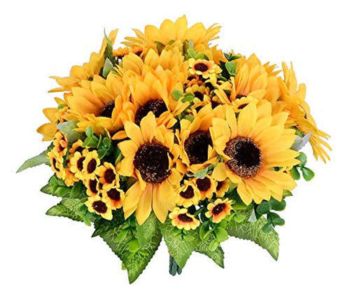 Lvydec Ramo De Girasoles Artificiales, 4 Racimos De Girasole 0