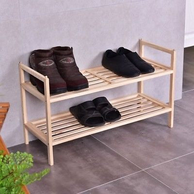 2 Niveles De Dormitorio Madera Maciza Del Zapato Rack Organi 0