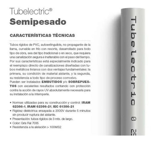 Caño Luz Pvc 22mm (7/8) Genrod Electric Semi-pesadox 14tiras 2