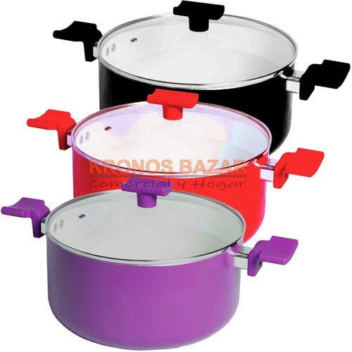 28 cm Ceramic Non-Stick Casserole with Glass Lid and Silicone Handles 10