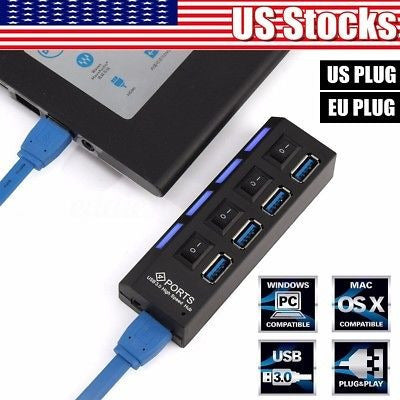 U.s. 4 Puertos Usb 3.0 Hub/switches + Cable Del Adaptador De 1