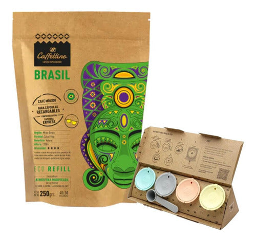 Caffettino Rechargeable Capsule Pack with Brazilian Ground Coffee 0