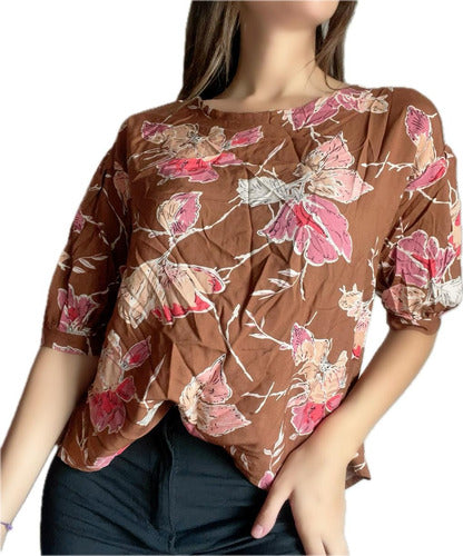 Printed Short Sleeve Blouse Women's Fashion Designs 0