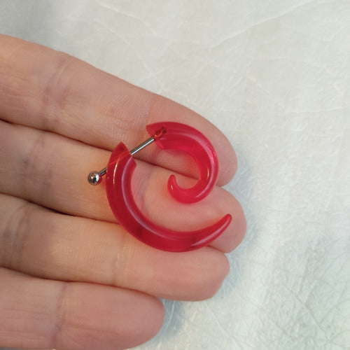 Acrylic Steel Spiral Fake Expander Horn Earrings Piercing 3-4 cm 0