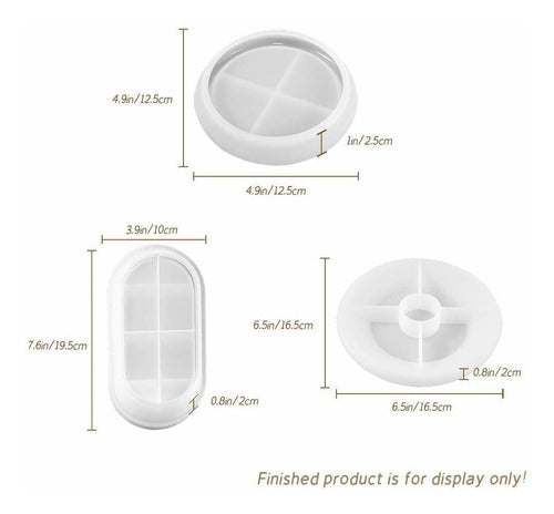 MOTASOM 3Pcs Jewelry Silicone Resin Tray Molds, DIY Craft Trinket Dish Epoxy Mold, Resin Coaster Casting Molds For Jewelry Ring Dish Holders, Soap Dish, Candle Holders, Home Decoration (3 Shapes) 1