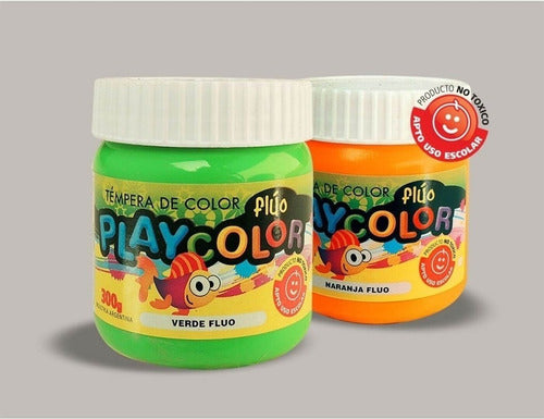 PlayColor Tempera Escolar 300 Grs. Fluo Amarillo 0