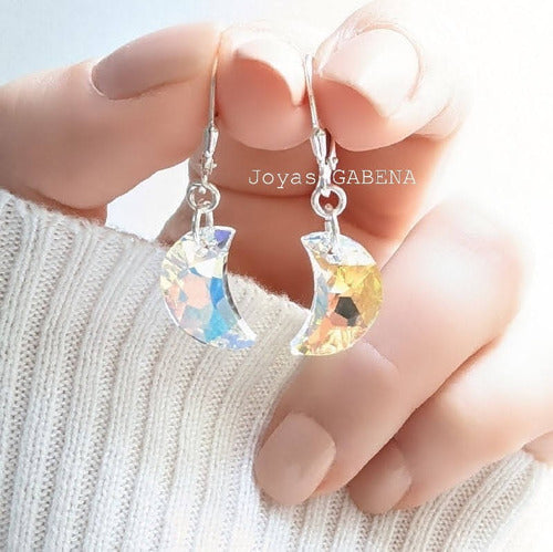 Joyas Gabena Swarovski Crystal Earrings Luna 16mm 925 Silver 1