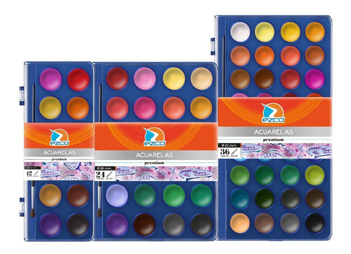 Acuarelas Ezco Premium Estuche X 36 Colores + Pincel 1