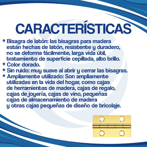 Pack 10 Bisagra Libro 5005 Munición 25 X 19 Mm Dorada 3