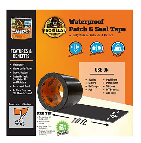 Gorilla Waterproof Patch & Seal Tape 10cm X 3m 2