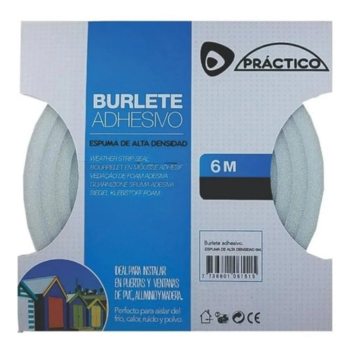 Practico Burlete Espuma 6 Metros 10mm 10mm Blanco Mf Shop 0