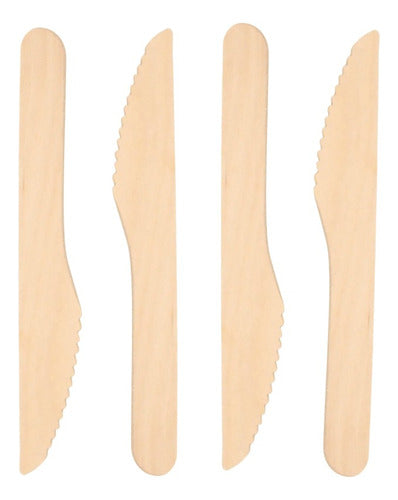 Cuchillo Madera Bambú Descartable 16cm Pack 100 Unidades 0