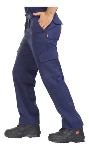 Navy Blue Cargo Work Pants with Dark Rock Pockets Size 48 3