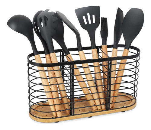 Soporte De Cocina Granja, Madera Mate Negro, 34cm X 11cm X 1 0