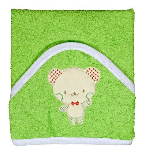 Mibes Hooded Towel with Embroidered Animal Design for Babies 0