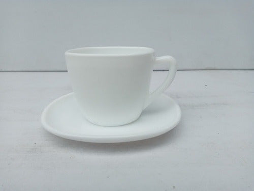 Cool Bazar Set X 6 Taza Cuadrada Con Plato Opalina Blanca 220cm3 1