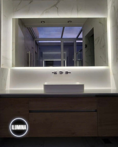 Modern Rectangular LED Lighted Bathroom Wall Mirror 120x70cm 2