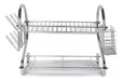 Rebaratoo Chrome 2-Tier Dish Drainer Rack for Plates, Cups, and Utensils 5