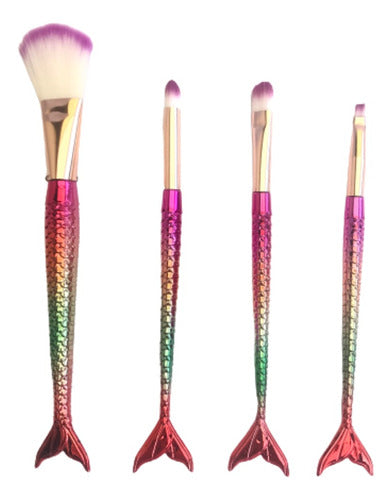Set of 4 Mermaid Tail Makeup Brushes 1