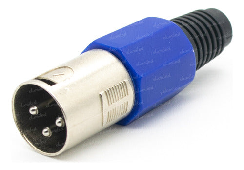 Elumiled XLR Canon Male 3 Pin Metal and Blue DMX Mic Connectors - Pack of 4 0