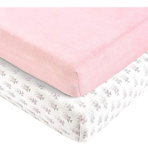 Lush Decor Baby Pixie Fox Geo Organic Cotton Crib Fitted Sheet Set of 2 1