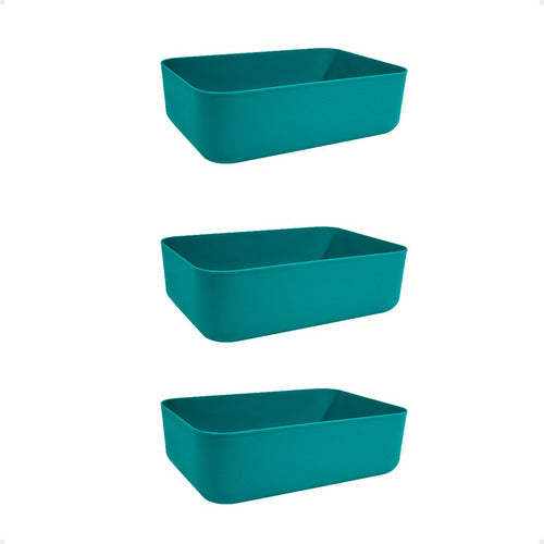 Set of 3 Small Organizer Baskets Boxes 26x18x8 Modern Design 36