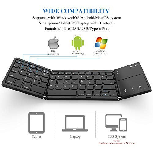 Jelly Comb Foldable Bluetooth Keyboard, B003B Dual Mode USB C 1