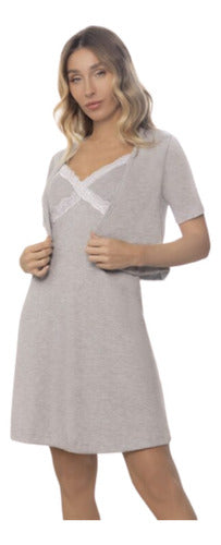 Lencatex Maternity Nightgown Nursing Viscose Morning Robe Art.20221 6