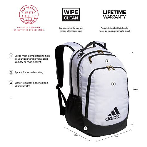 adidas Defender Team Sports Backpack White/Black/Metallic Gold 1