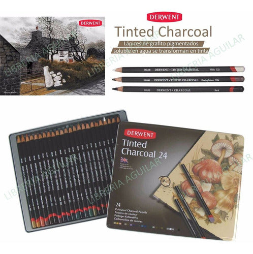 Derwent Tinted Charcoal 24 Colored Pencil Set 2