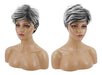 Mipper Short Pixie Cut Wig with Bangs Black to Silver Grey Roots 2