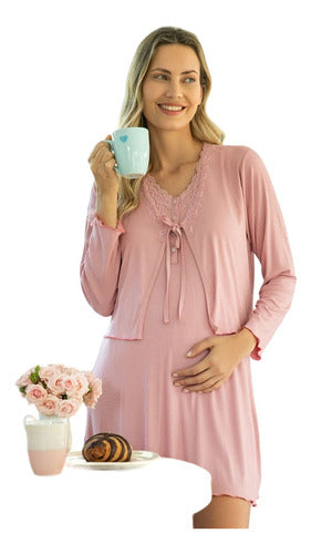 Bianca Secreta Maternity Nightgown & Robe Set Up to Size 4 3