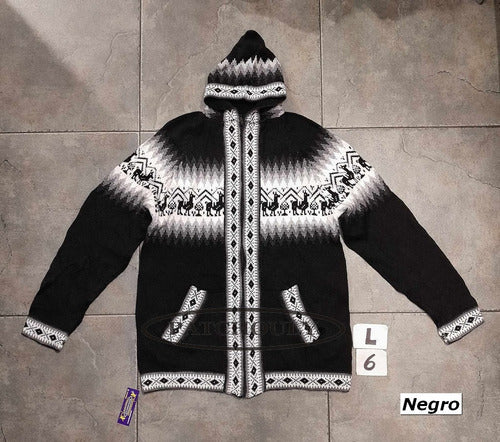Handmade Alpaca Wool Hooded Sweater Jacket L (Large) 5