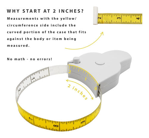 Cinta Métrica Corporal Telescópica Retráctil Pulgadas Blanco 2