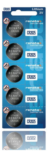 Renata 5 Pack CR2025 Lithium Button Batteries - Swiss Quality 0