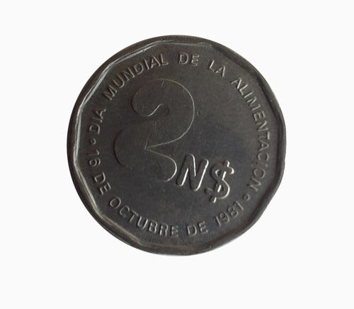 Moneda Uruguay 1981 2 Nuevos Pesos 1