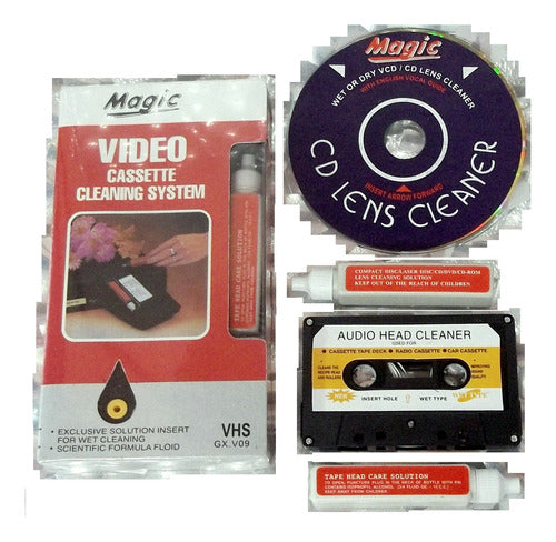 Magic Kit Limpieza Cassette Audio Vhs Cd Dvd Wet Type Magic Fluid 0