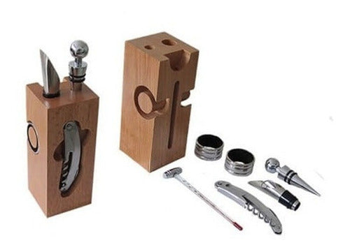 Set De Vino Calado De Madera Incluye 4 Accesorios 1