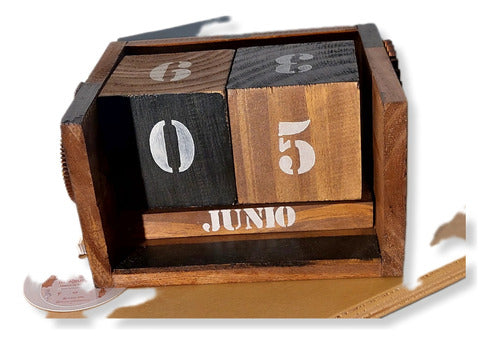 La Reunión Calendario Madera Cubo Estilo Industrial 0