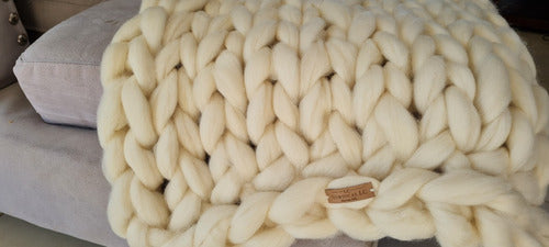 Handmade Nordic Style XXL Bed Runner Blanket in Natural Wool 1.80x0.60 11