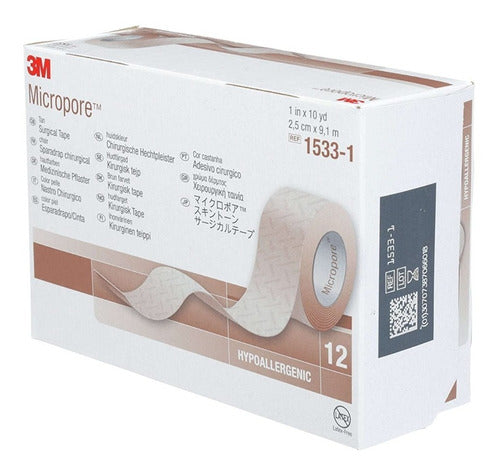 3M Micropore Skin Color Tape 1533 2.54x9.14 X12un Box 0