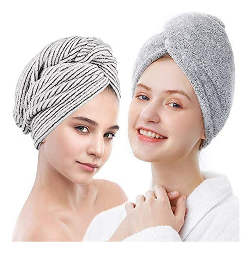 Ellewin Bamboo Hair Towels Pack of 2, Turba 0