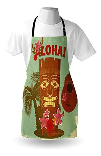 Lunarable Vintage Hawaiian Apron - Old School Hawaiian Mr 1