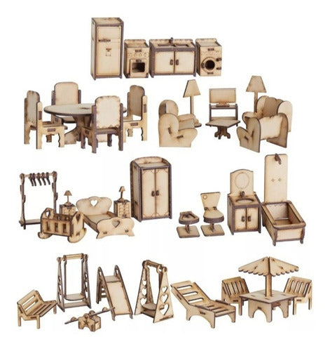Complete Dollhouse Furniture Combo Fibrofacil x 50 Units 2