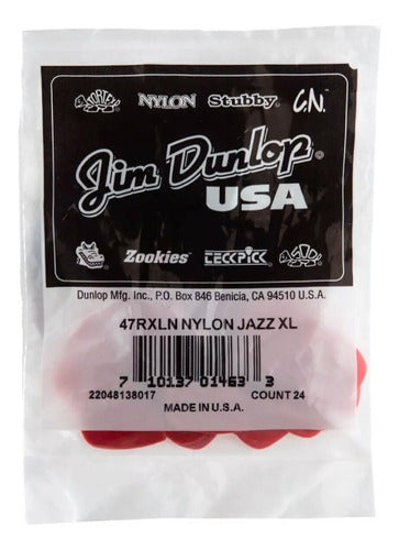 Pack Jim Dunlop 47RXLN Jazz III XL Nylon Guitar Picks 24 Red 5