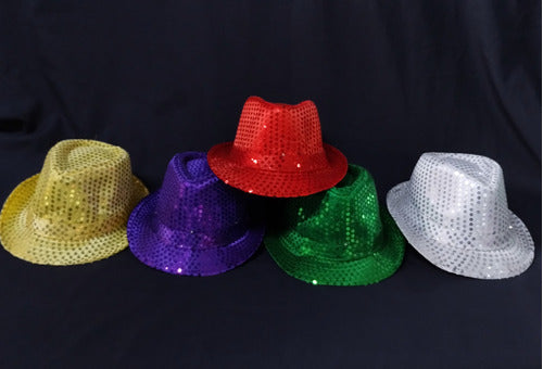 Led Cotillon Sombrero Lentejuelas Led Gorro Tanguero Braz Cotillon Pack 2 4