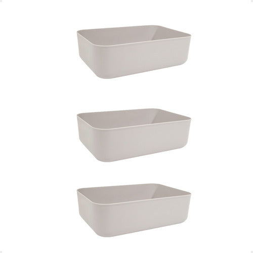 Set of 3 Small Organizer Baskets Boxes 26x18x8 Modern Design 6