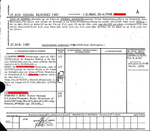 RPIBA Informe De Dominio De Un Inmueble, Embargos, Hipotecas, Etc. 1