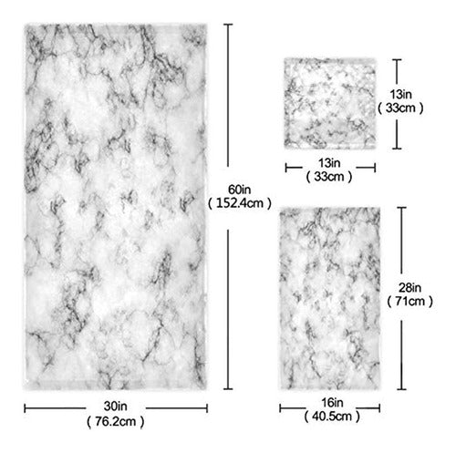 Naanle Luxury Soft Decorative Marble White 3D Towel Set 2